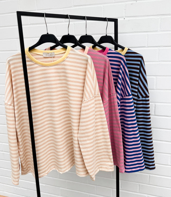 DÜNNES STREIFEN OVERSIZE SHIRT MONA - versch. Farben