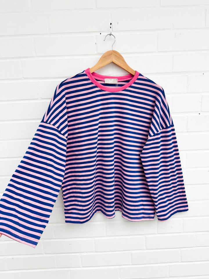 DÜNNES STREIFEN OVERSIZE SHIRT MONA - versch. Farben