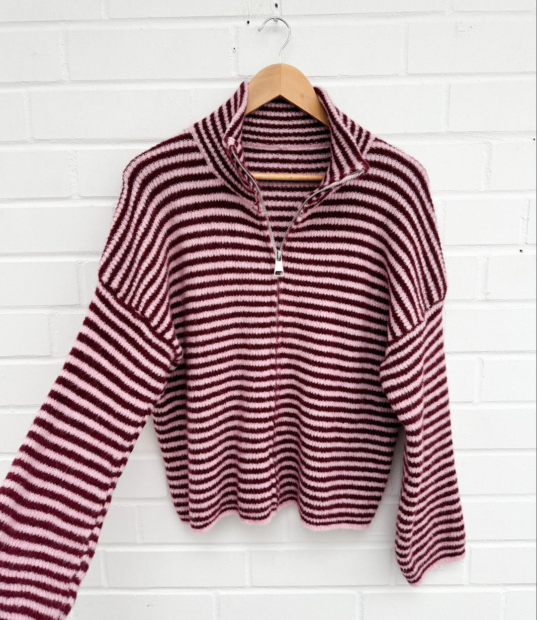 STREIFEN STRICKJACKE mit Reißverschluss - versch. Farben