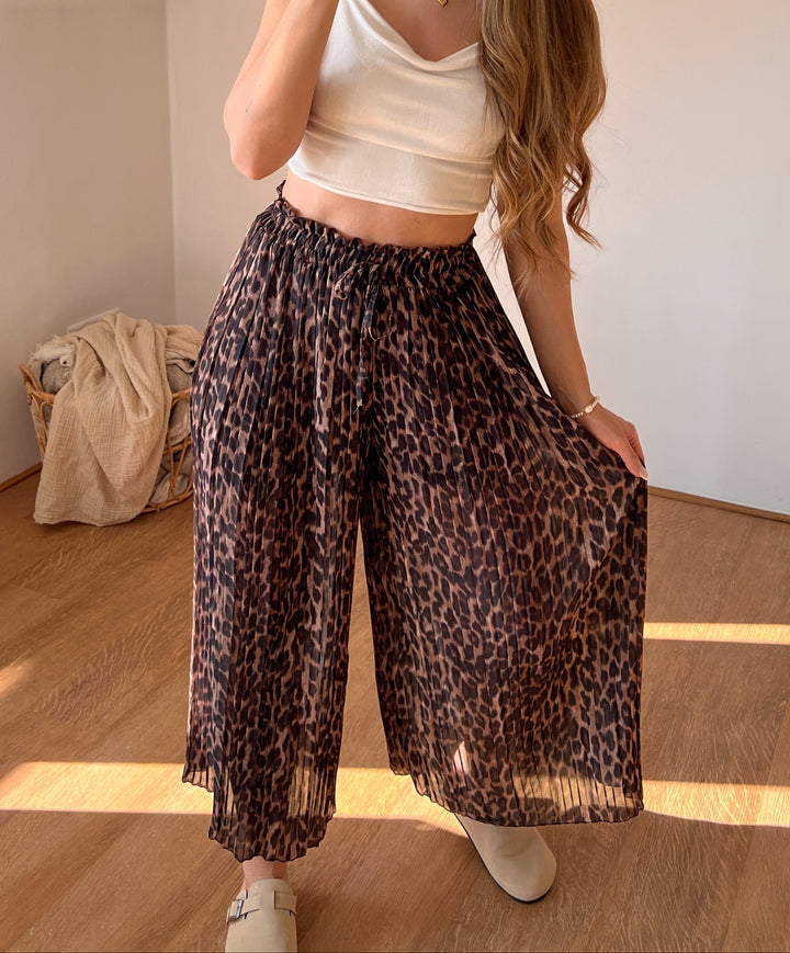 WEITE LEO PLISSEE CULOTTE HOSE - braun