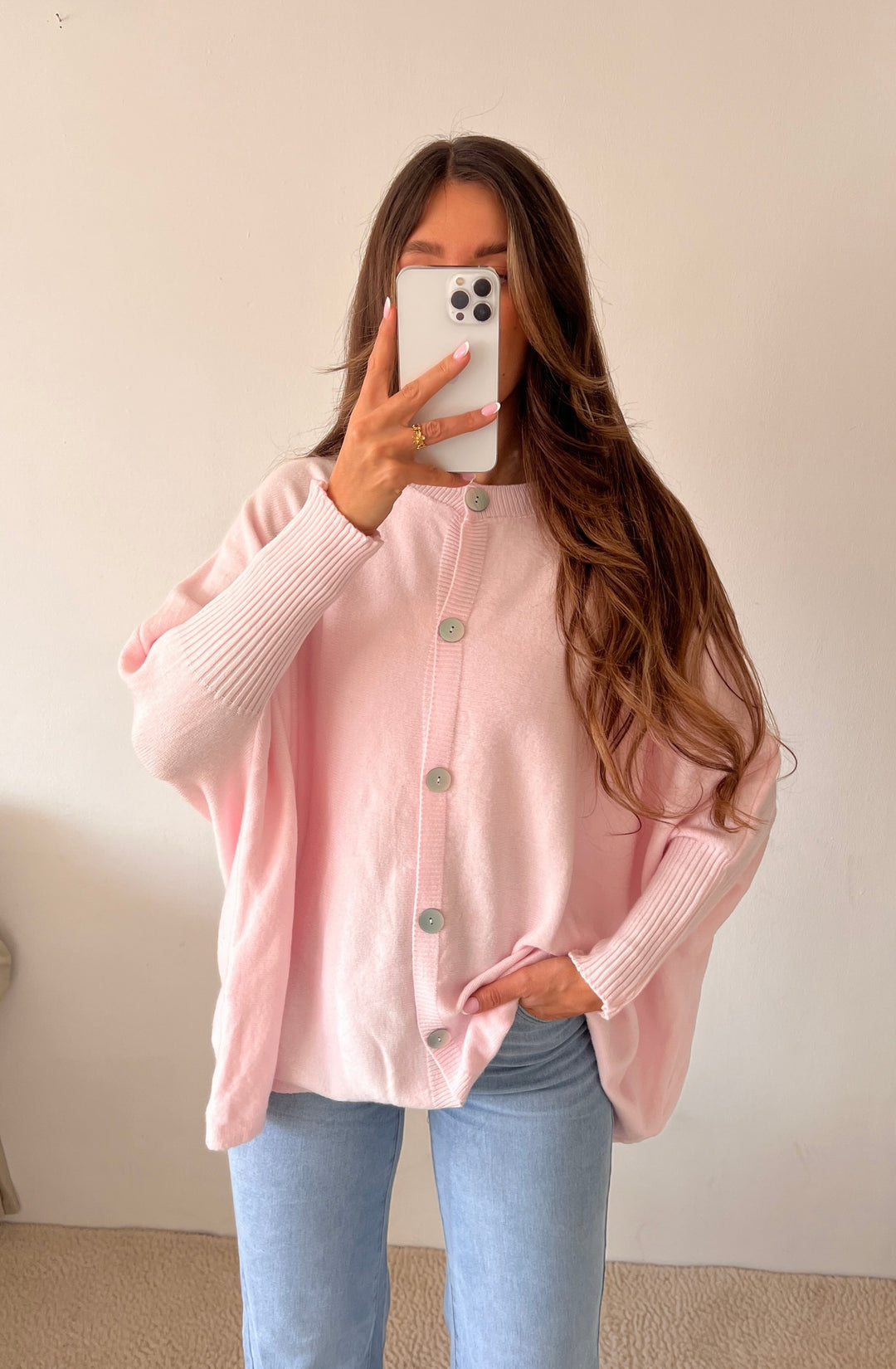 BASIC OVERSIZE STRICKJACKE mit Knöpfen - versch. Farben