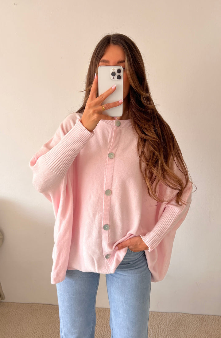 BASIC OVERSIZE STRICKJACKE mit Knöpfen - versch. Farben