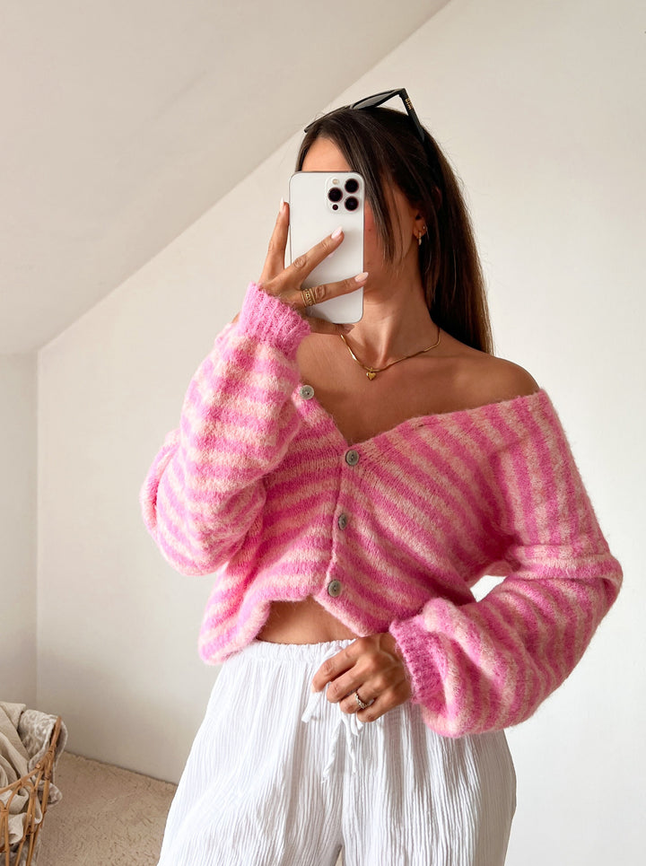 BASIC STREIFEN STRICKJACKE - versch. Farben