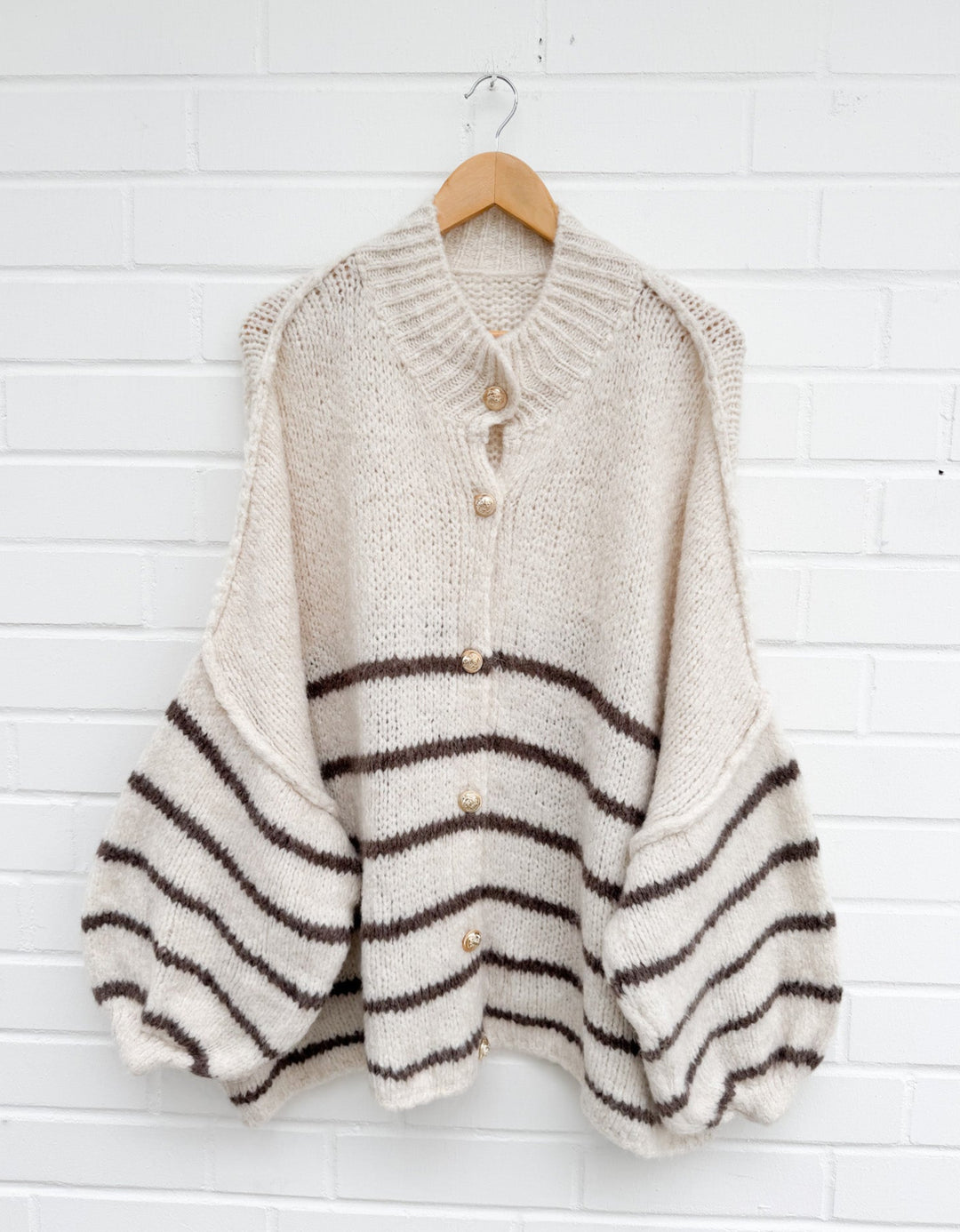 STREIFEN STRICKJACKE MAIRA - beige