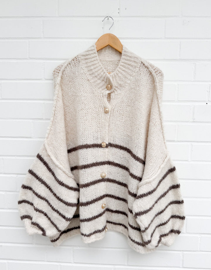 STREIFEN STRICKJACKE MAIRA - beige
