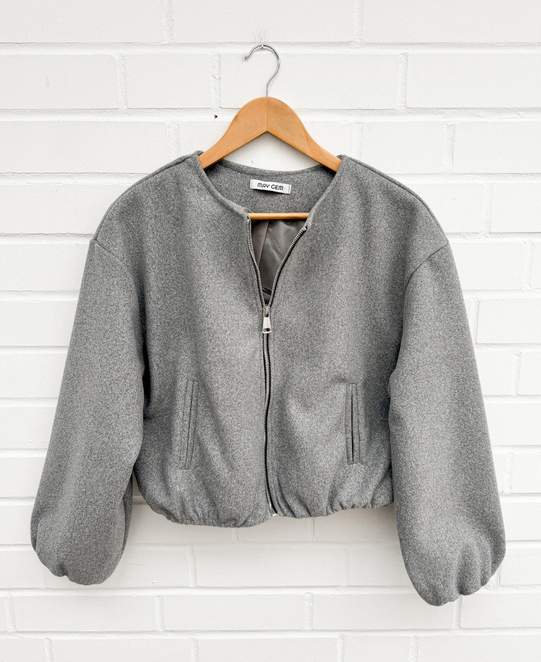 LEICHTE CROP BOMBER JACKE - grau