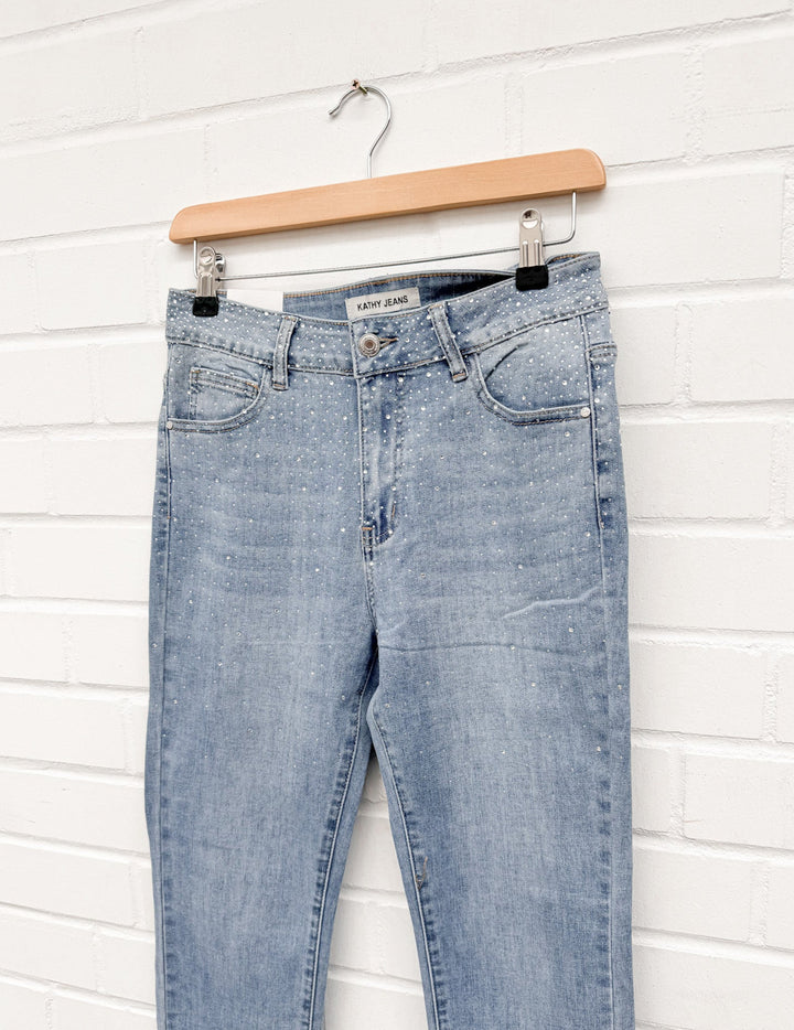 STRASS SKINNY JEANS -blue