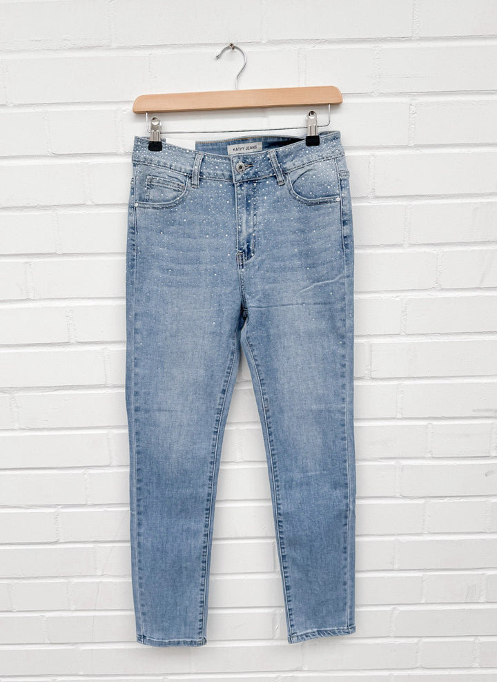 STRASS SKINNY JEANS -blue