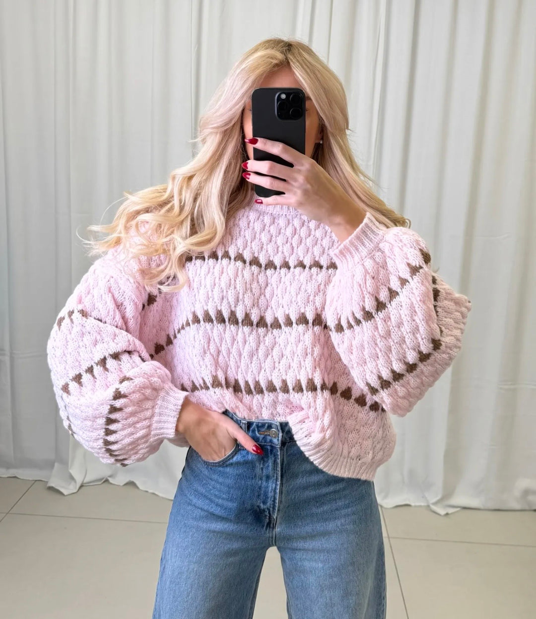 STRICKPULLOVER CHUNKY - rosa braun