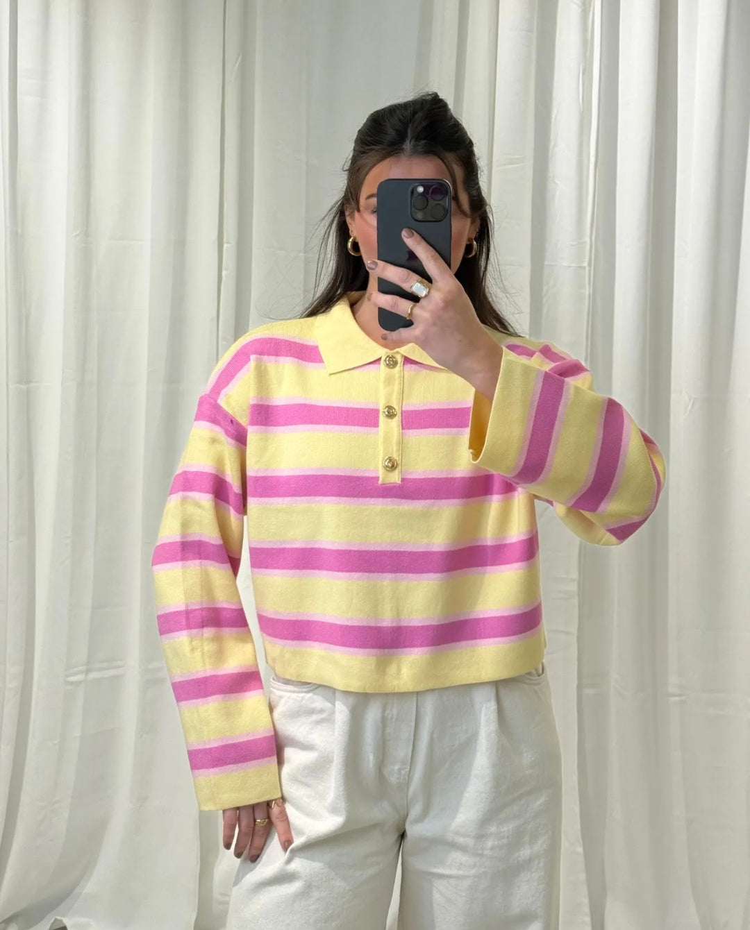 STREIFEN PULLOVER mit Kragen - versch. Farben