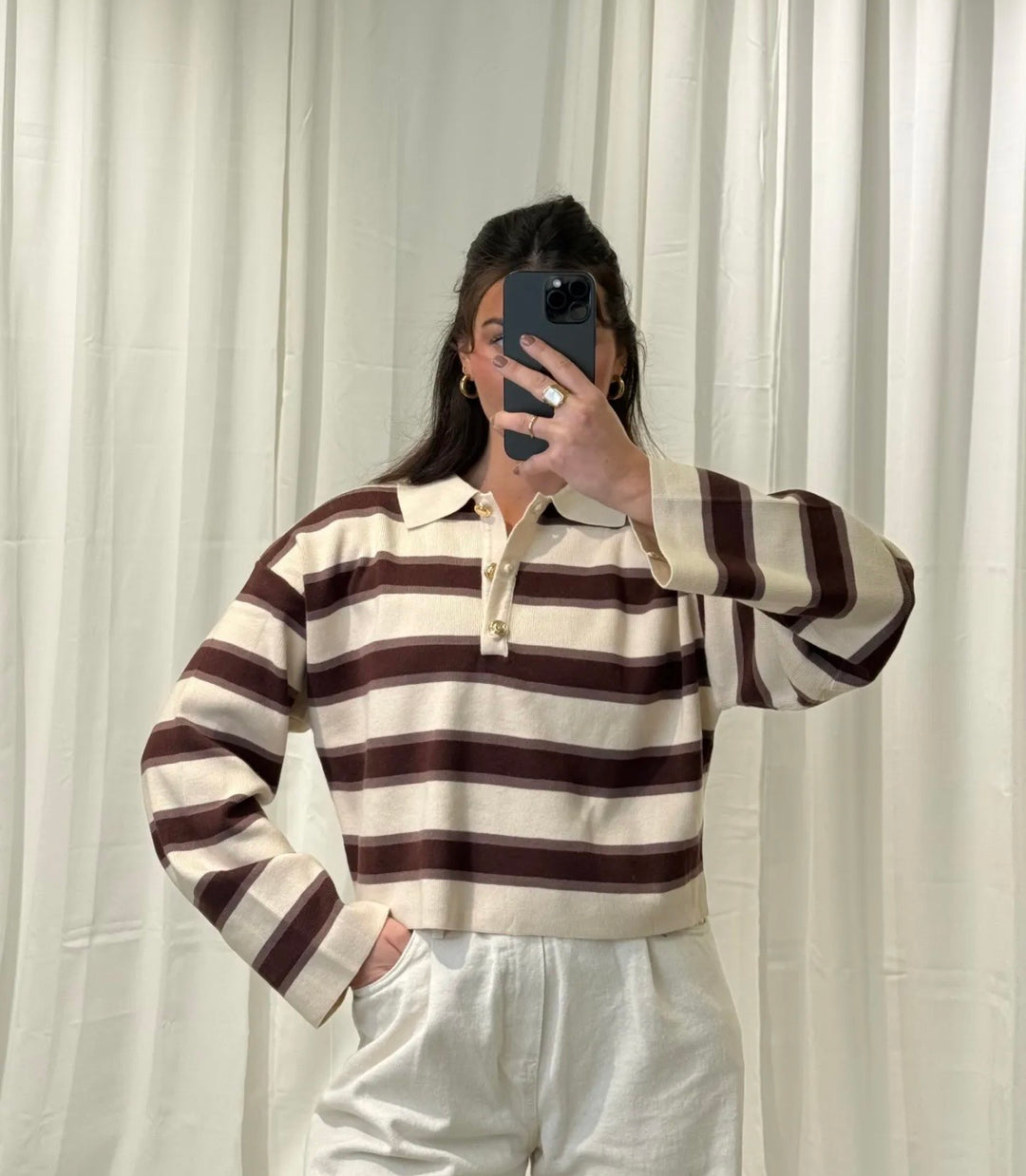 STREIFEN PULLOVER mit Kragen - versch. Farben