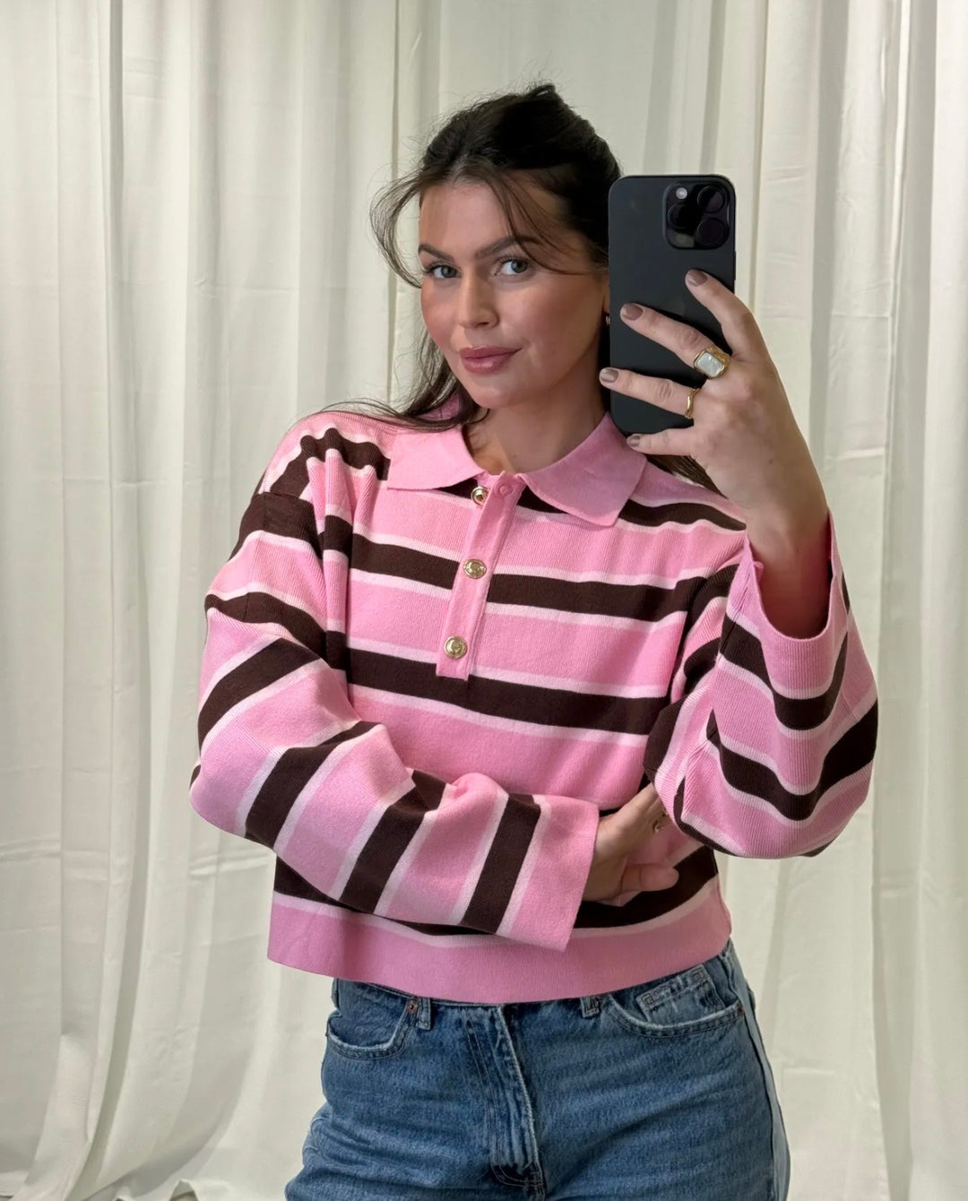 STREIFEN PULLOVER mit Kragen - versch. Farben