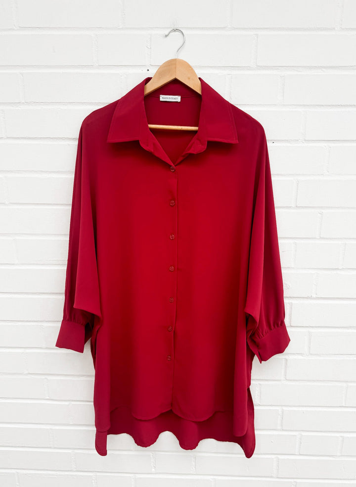 OVERSIZE LONGBLUSE - Bordeaux