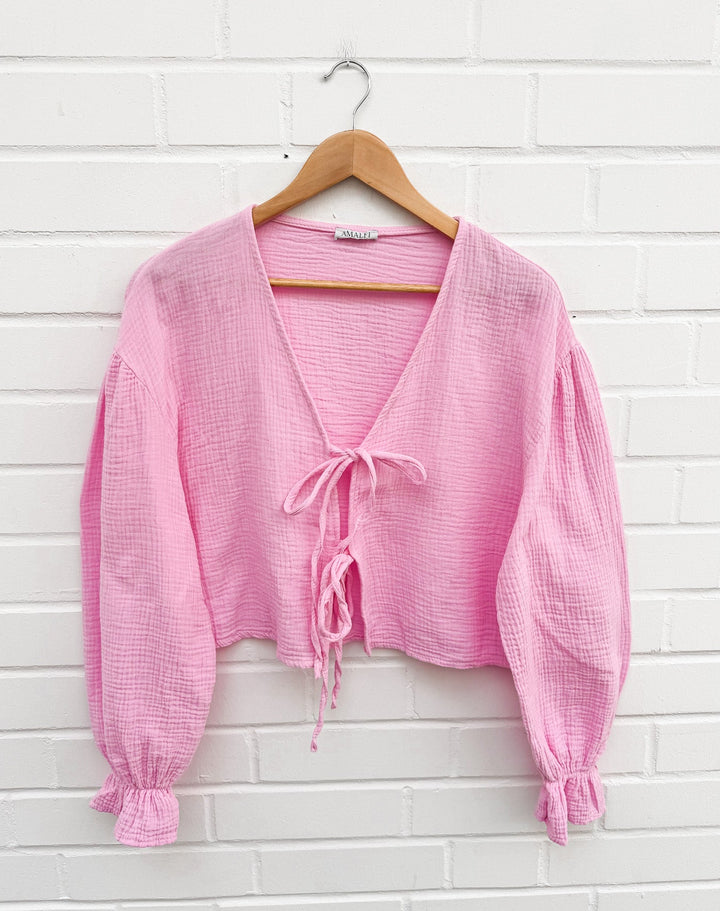 SCHLEIFEN MUSSELIN BLUSE NAPOLI - pink