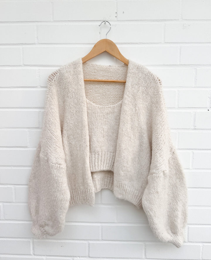 CARDIGAN MIT STRICKTOP - beige