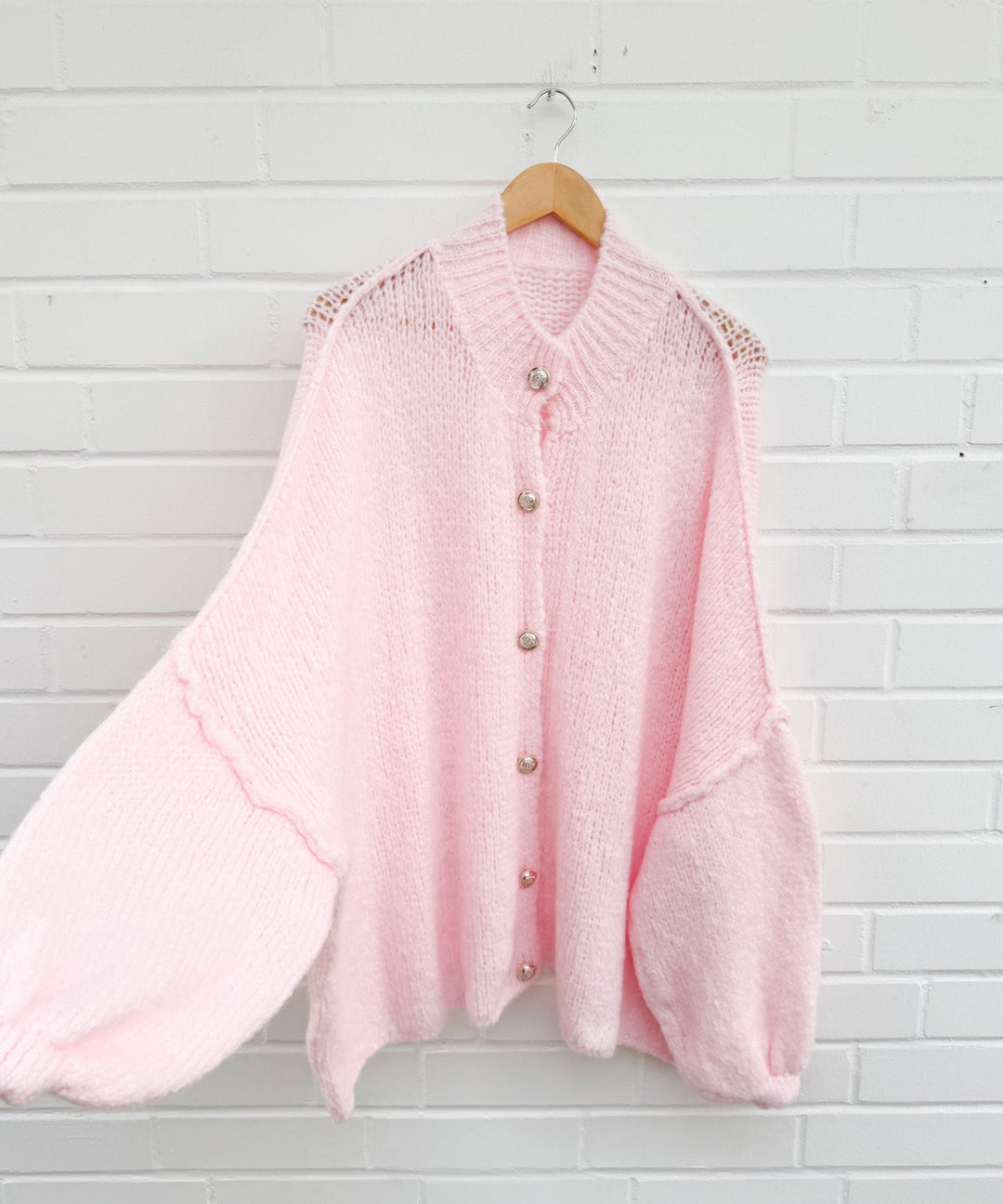 LANGE OVERSIZE STRICKJACKE MAIRA - helles rosa