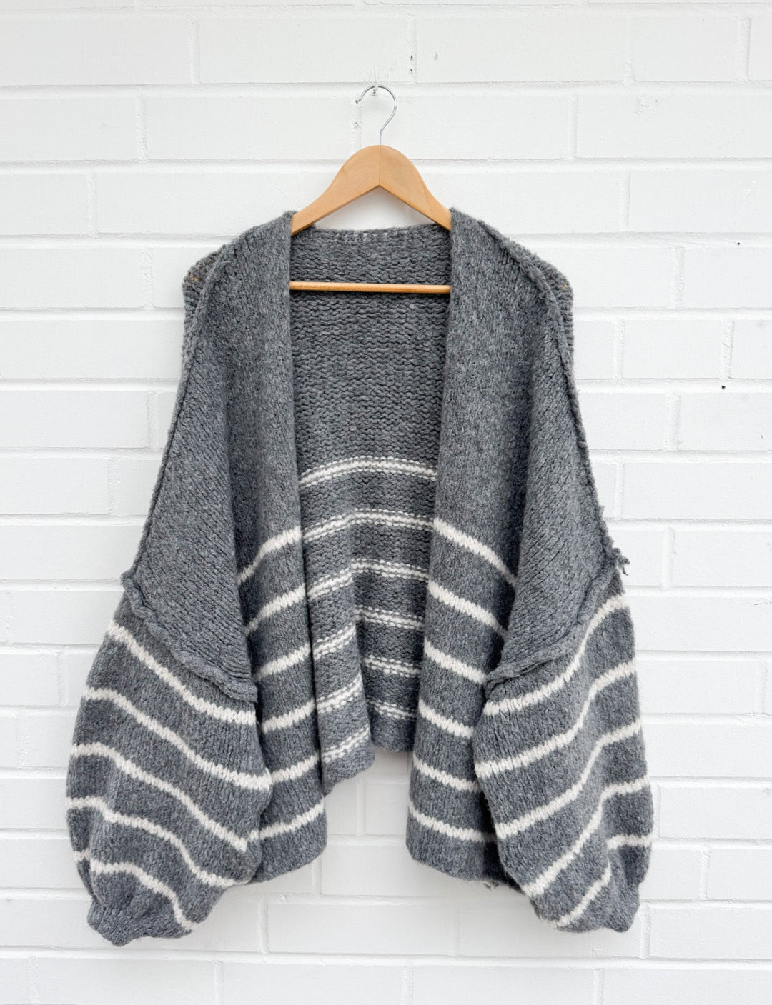 STREIFEN OVERSIZE STRICKJACKE MELLO - dunkelgrau