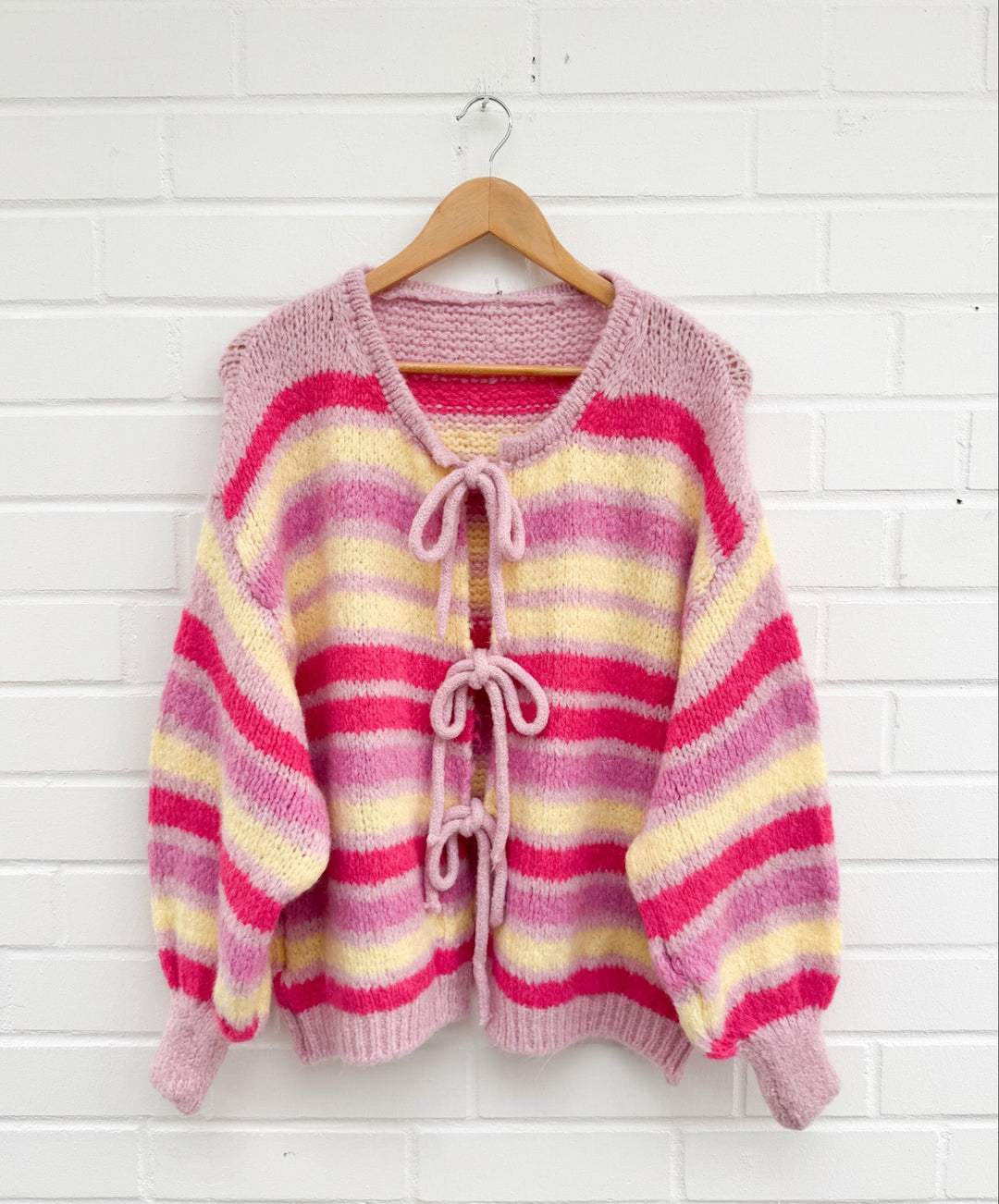 STREIFEN STRICKJACKE ELLI - rosa gelb