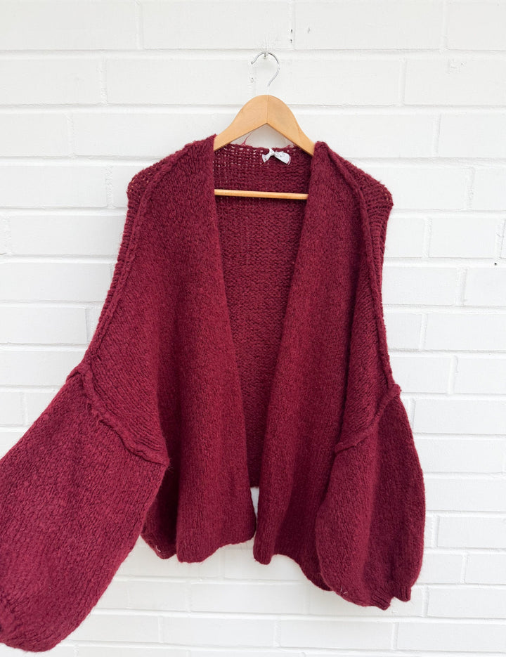 OVERSIZE STRICKJACKE MELLO- Bordeaux