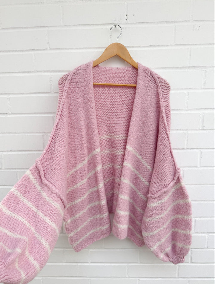 STREIFEN OVERSIZE STRICKJACKE MELLO - rosa