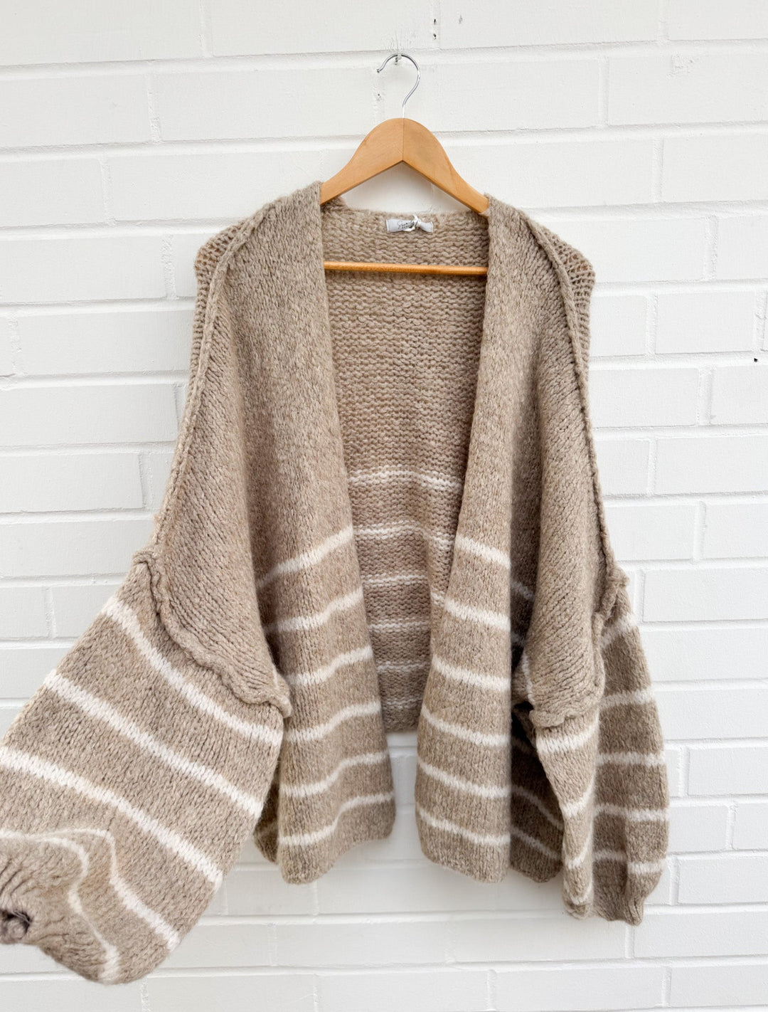 STREIFEN OVERSIZE STRICKJACKE MELLO - taupe