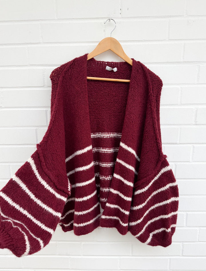 STREIFEN OVERSIZE STRICKJACKE MELLO - bordeaux