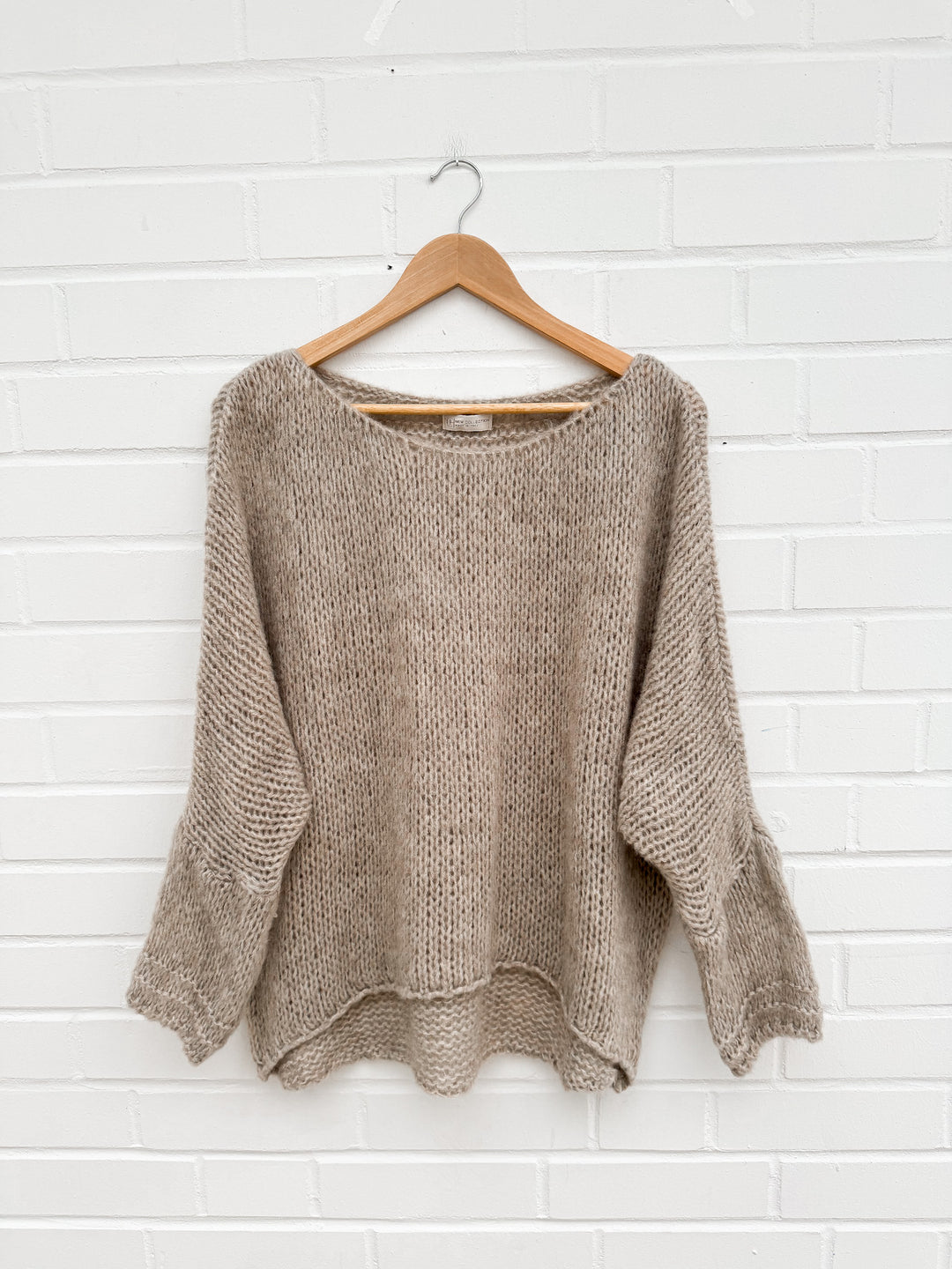 OVERSIZE STRICKPULLOVER FEE - taupe