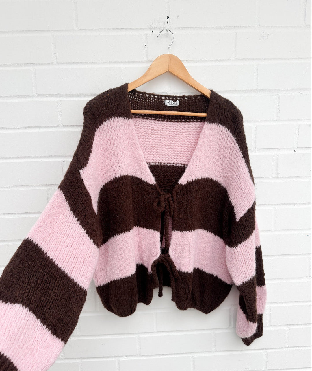 STREIFEN SCHLEIFEN STRICKJACKE - versch. Farben