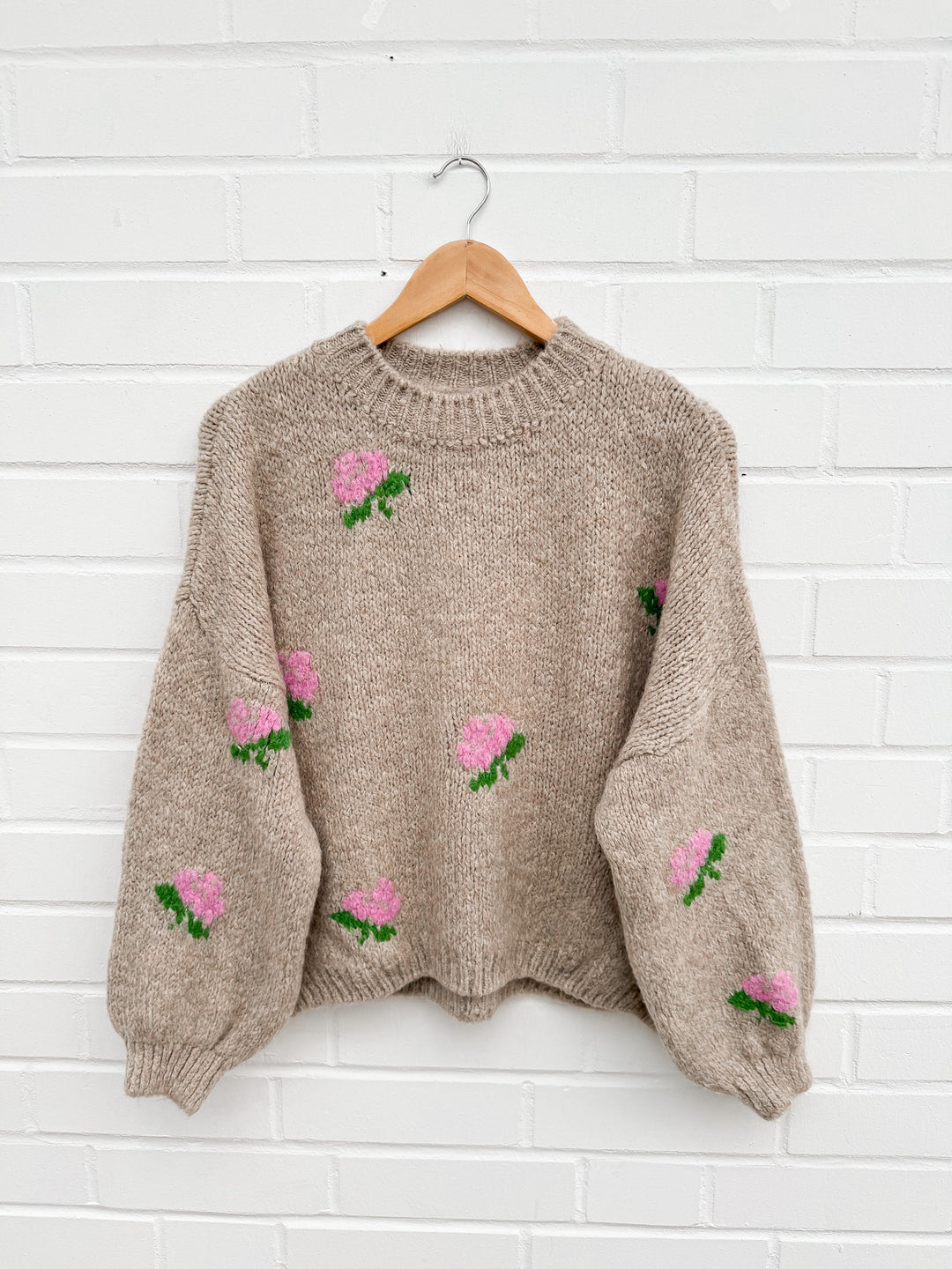 FLOWER STRICKPULLOVER JESS - Taupe (M4)