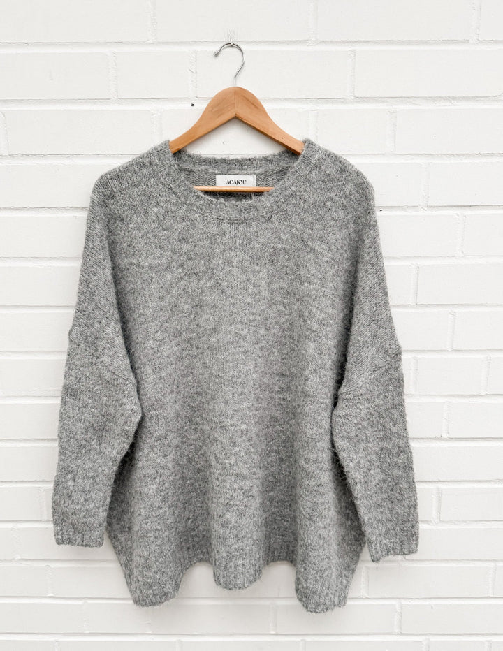 OVERSIZE LONGPULLOVER MATILDA - Hellgrau