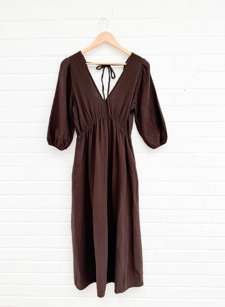 MIDI MUSSELIN SOMMERKLEID UNI - versch. Farben
