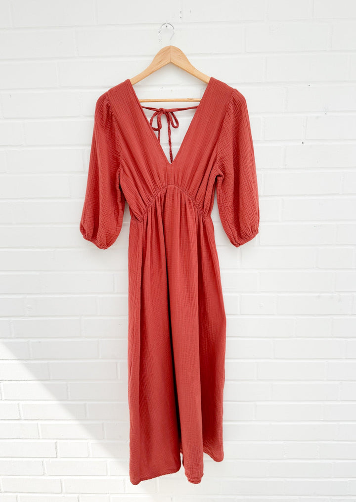 MIDI MUSSELIN SOMMERKLEID UNI - versch. Farben