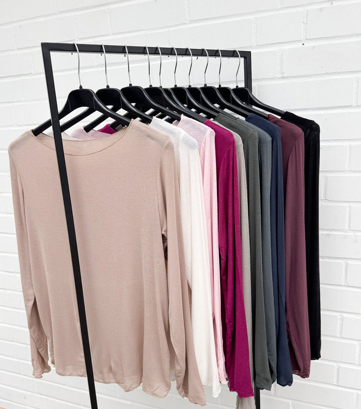 CURVY LONGSLEEVE KASCHMIR - versch. Farben