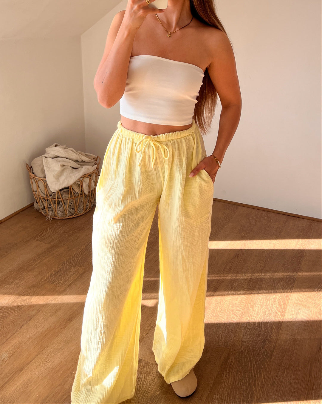 LANGE MUSSELIN HOSE - versch. Farben