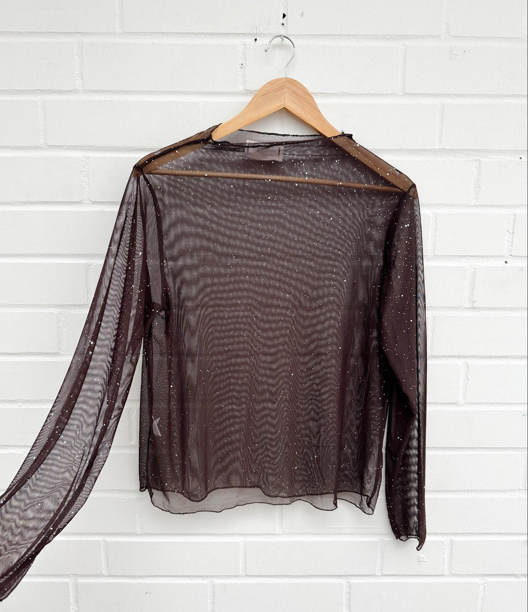 TRANSPARENTES GLITZER SHIRT - braun