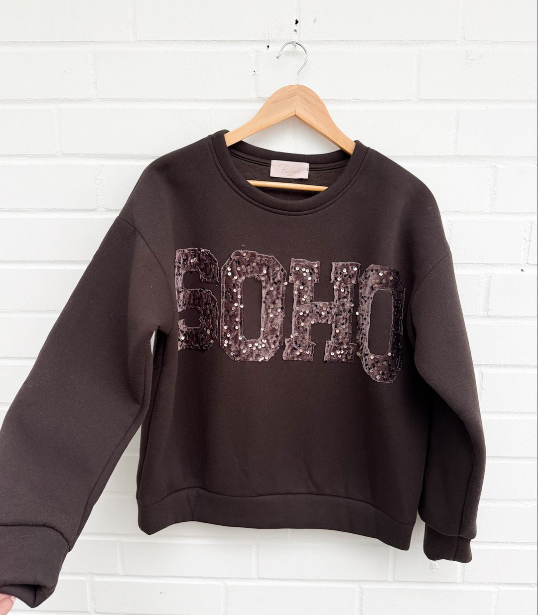 SOHO GLITZER SWEATSHIRT - braun