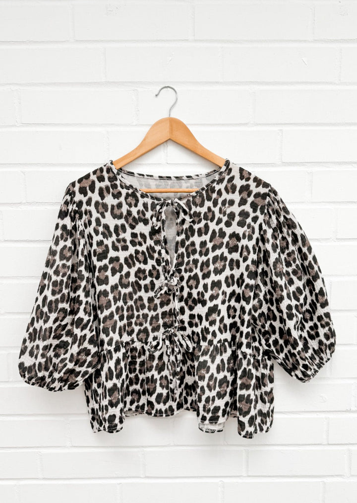 LEO MUSSELIN SCHLEIFEN BLUSE - beige