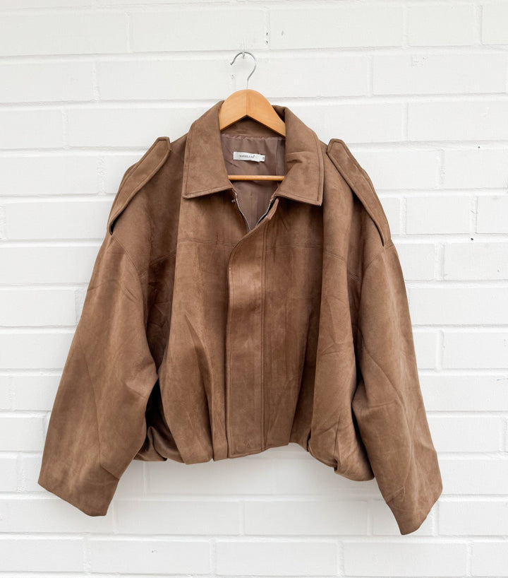 WILDLEDEROPTIK BALLON JACKE - helles Braun