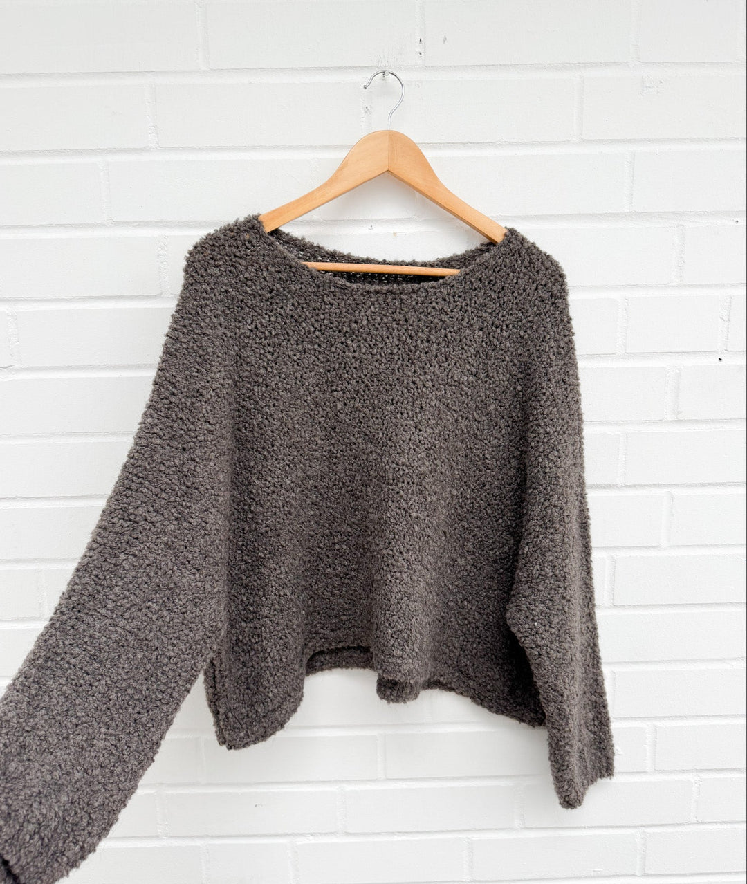 CROP BOUCLE STRICKPULLOVER - versch. Farben