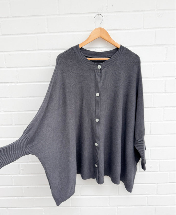 BASIC OVERSIZE STRICKJACKE mit Knöpfen - versch. Farben