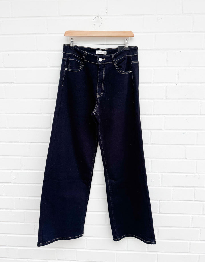 SUPER DARK BLUE WIDE LEG JEANS