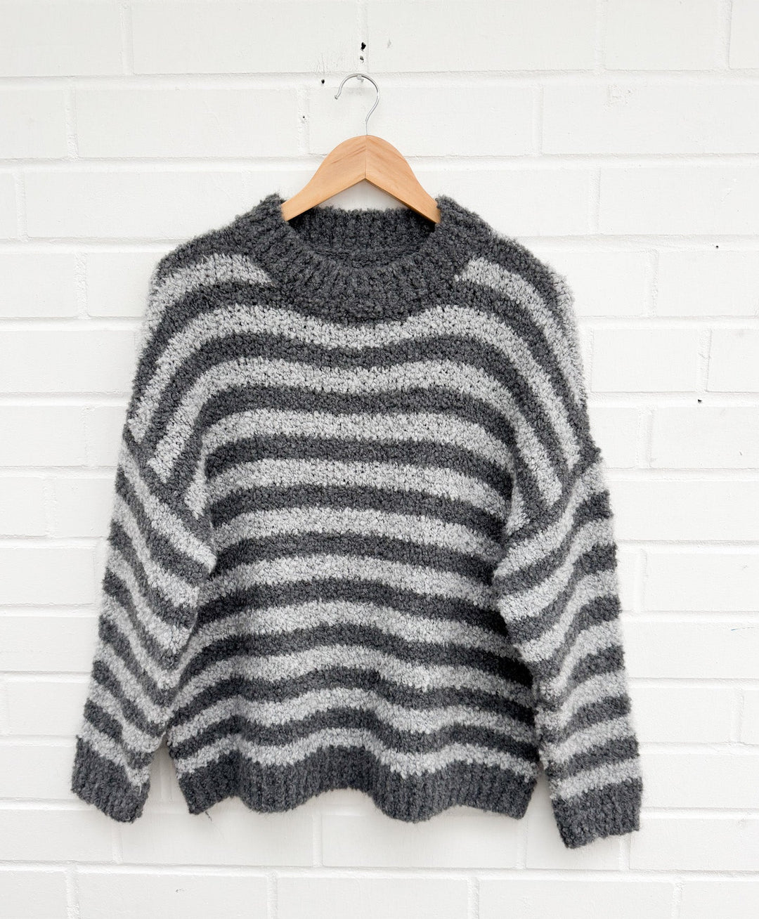 STREIFEN BOUCLE STRICKPULLOVER - versch. Farben