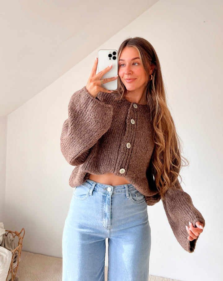 STRICKJACKE SOHO mit ausgestellten Arm - braun