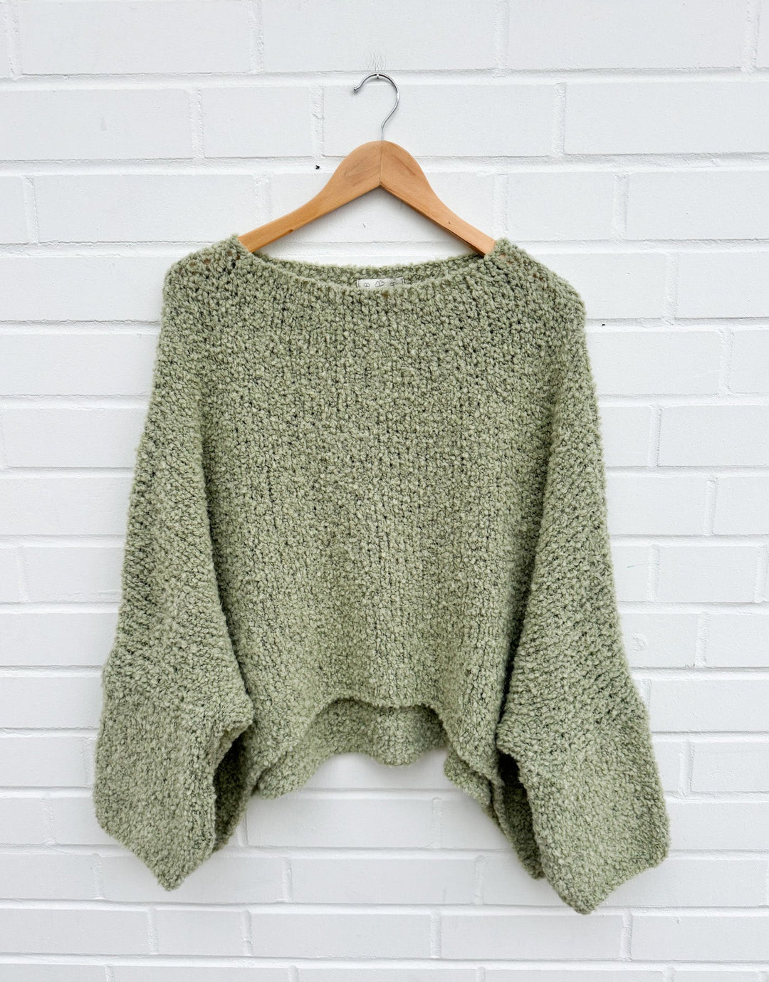 OVERSIZE BOUCLE 3/4 ARM PULLOVER - grün