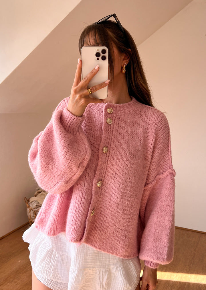 KURZE STRICKJACKE MAIRA - rosa