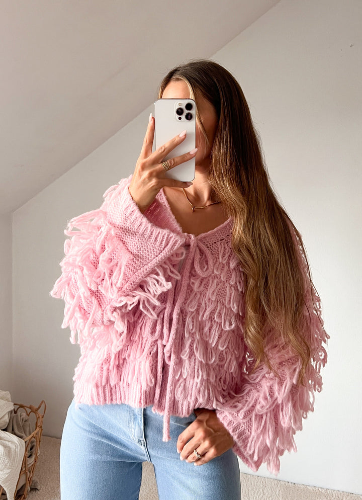 FRANSEN CARDIGAN mit Schleifen - rosa