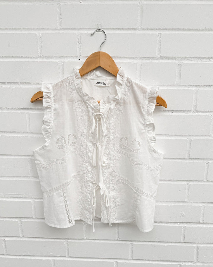 WHITE BLUSE MIT SCHLEIFEN (M2)