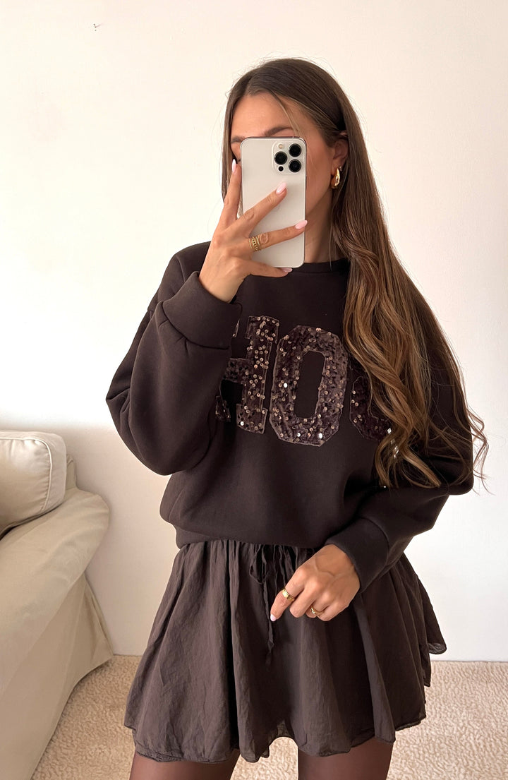 SOHO GLITZER SWEATSHIRT - braun