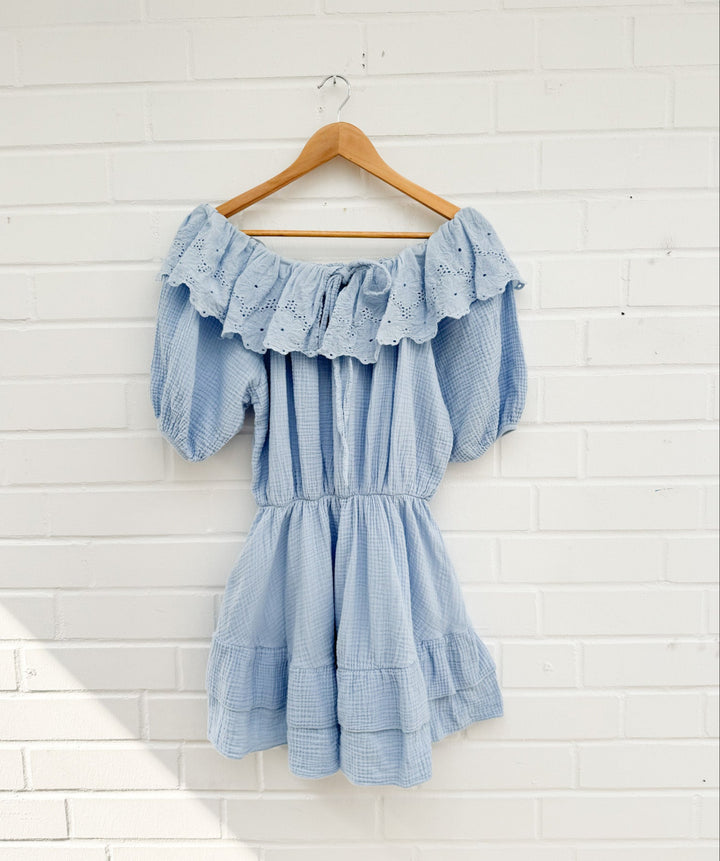 OFF SHOULDER MUSSELIN COLOR IBIZA KLEID - versch. Farben