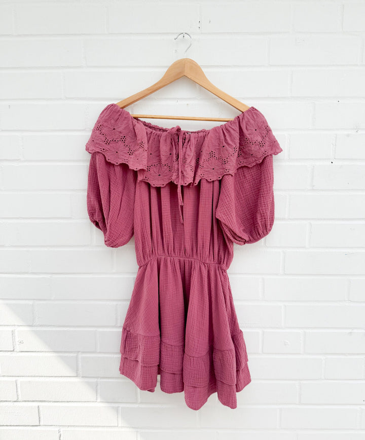 OFF SHOULDER MUSSELIN COLOR IBIZA KLEID - versch. Farben